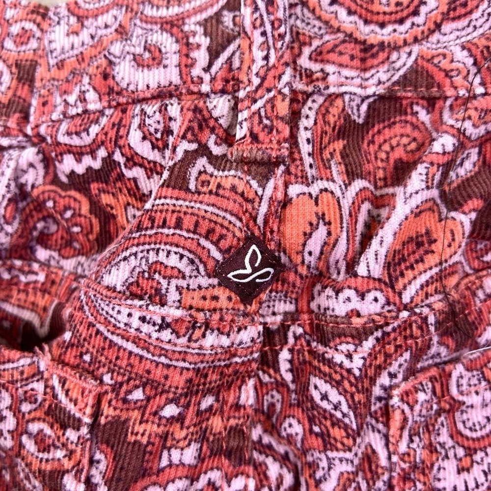 Prana Corduroy Pants Size 6 Maroon Paisley Straight Leg Boho Psychedelic Funky - Picture 10 of 11